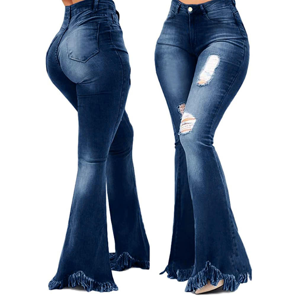 Pantalon en Jean à Jambes Larges Mince et Polyvalent à la Mode